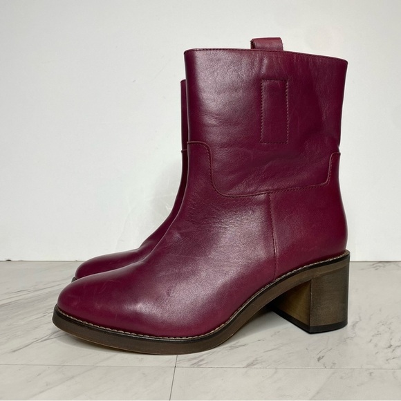 Free People Tabby Mulberry Leather Heeled Ankle Boot 38 1/2 - Picture 15 of 15